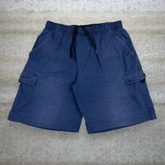 Vintage Nike Cargo Shorts Faded Slate Blue Baggy 10" Inseam Silver Tag Y2K